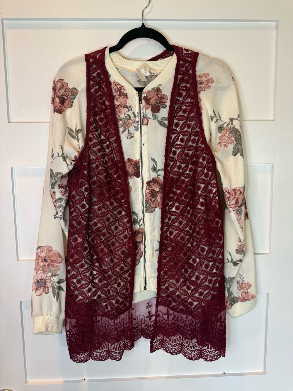 Burgundy Lace Vest